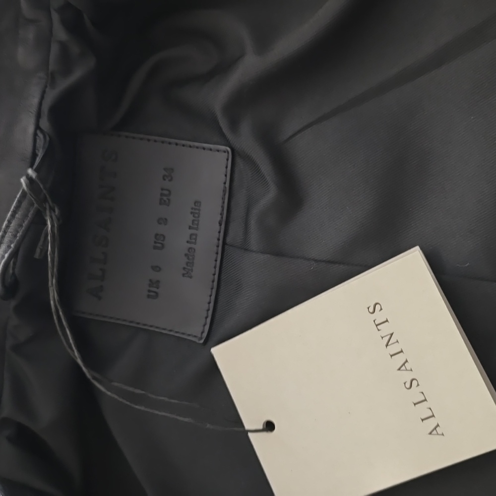 All Saints Black Rummy Leather Military Jacket - Picture 4 of 5